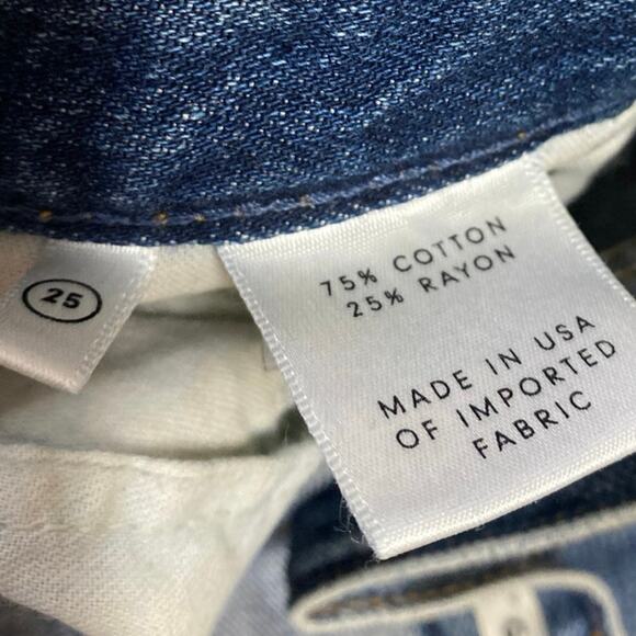 GRLFRND Womens Blue Distressed Medium Wash Mid Rise Straight Denim Jeans Size 25 - Picture 5 of 5